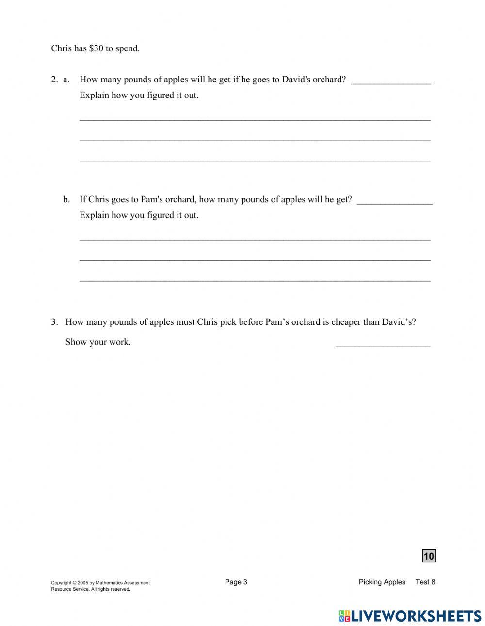 Picking Apples Mars Task