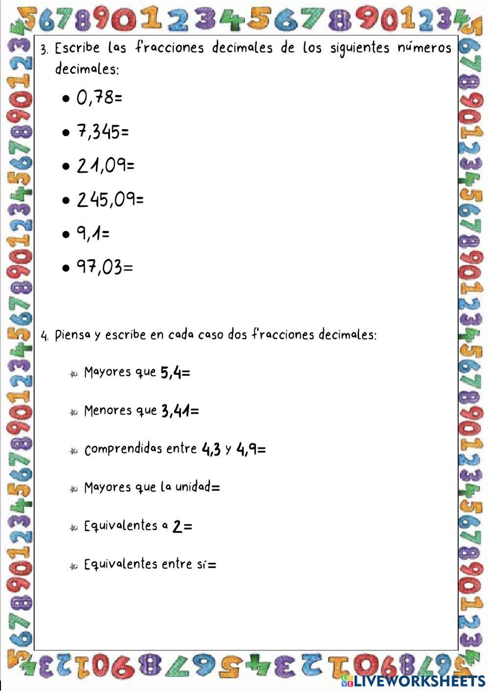 Repaso fracciones decimales Repaso fracciones decimales