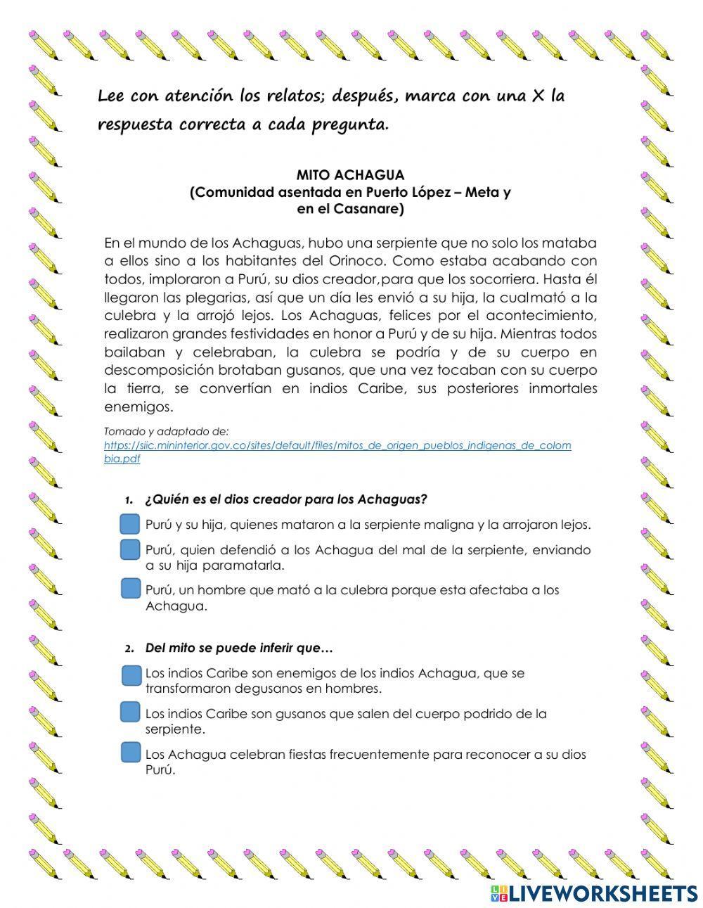 Comprensión lectora mitos y leyendas