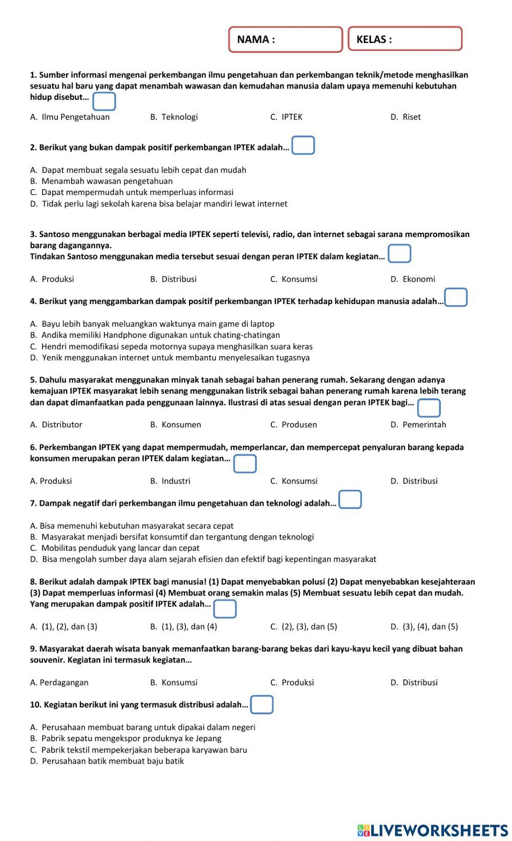 Peran IPTEK dalam kegiatan ekonomi