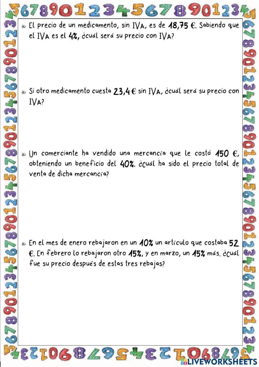 Problemas porcentajes Problemas porcentajes