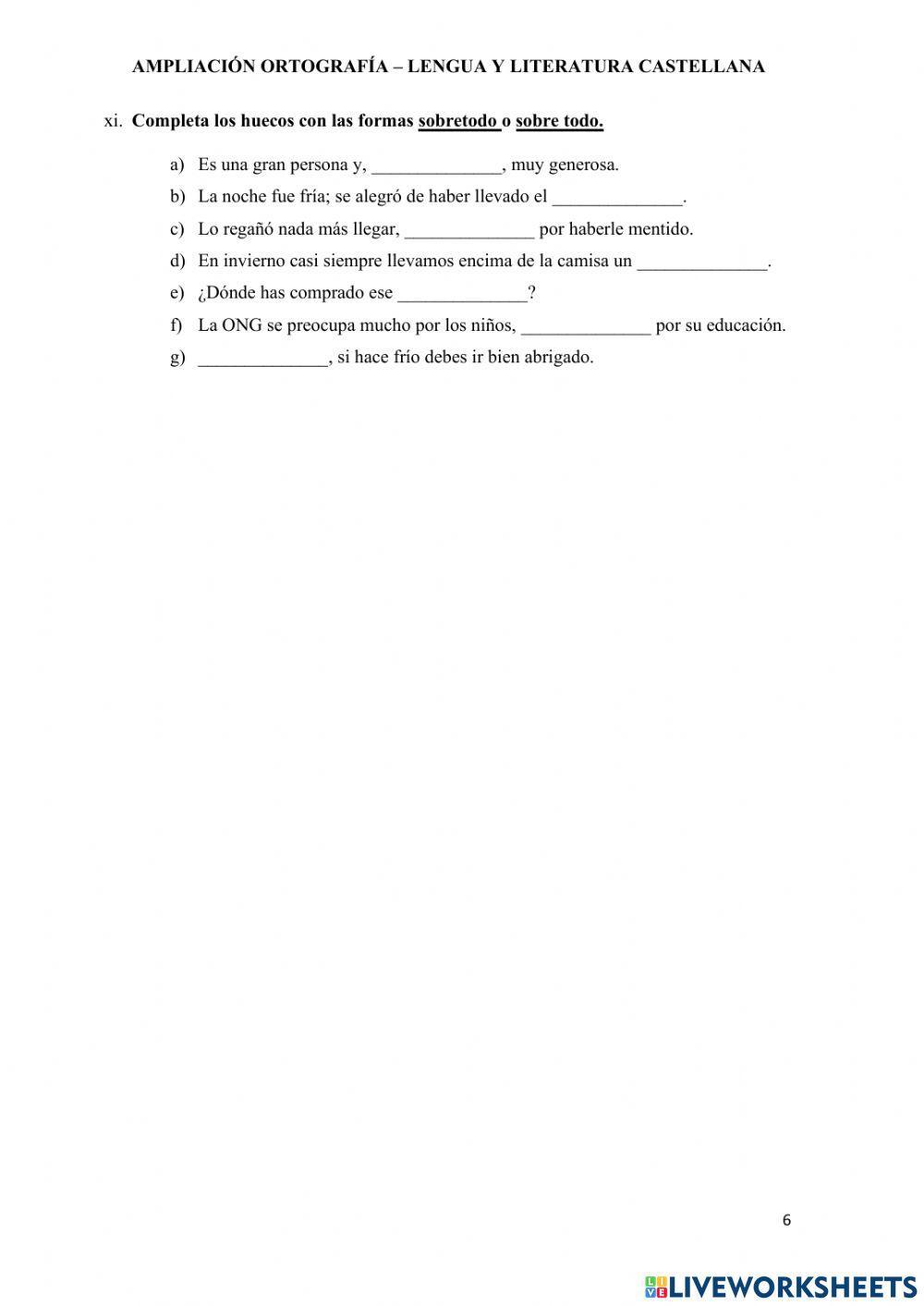 Ortografía ESO (porque-por qué- a ver-haber- sino-si no- echo-hecho...))