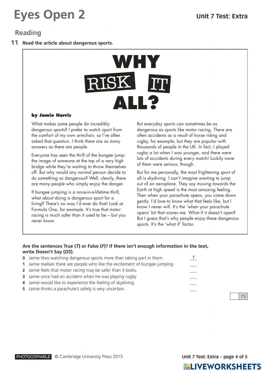 Eyes open 2 uni free interactive worksheets 6460458