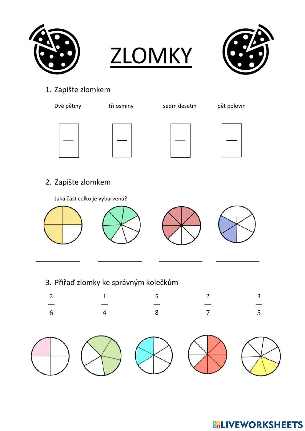 Zlomky - pracovní list