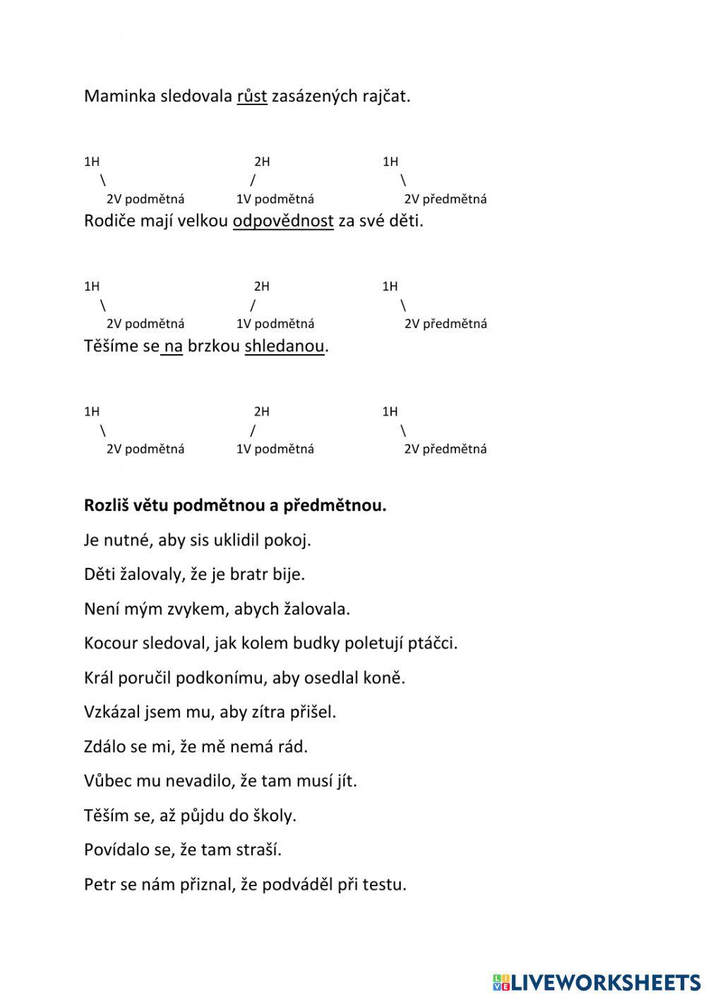 Vedlejší věty - podmětná, předmětná 1