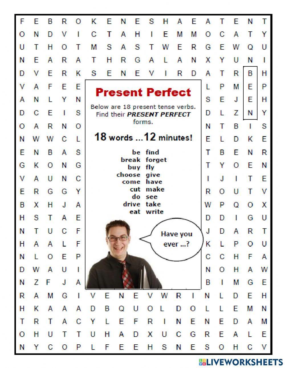 Word Search Present Perfect
