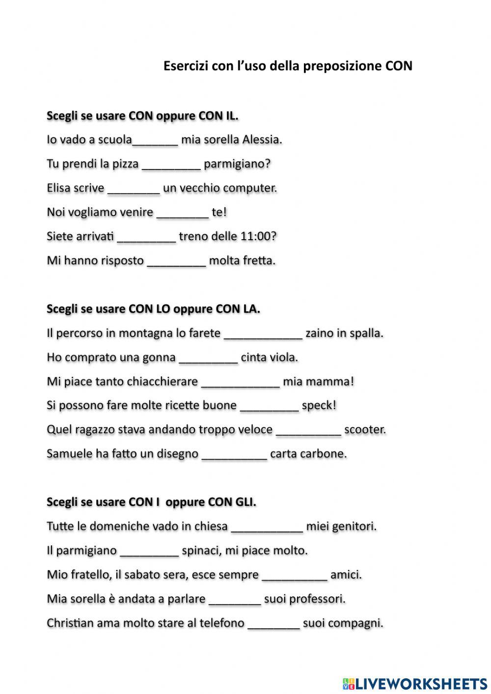 La preposizione CON (2)