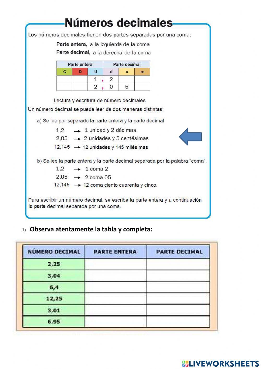 Números decimales 4º PR