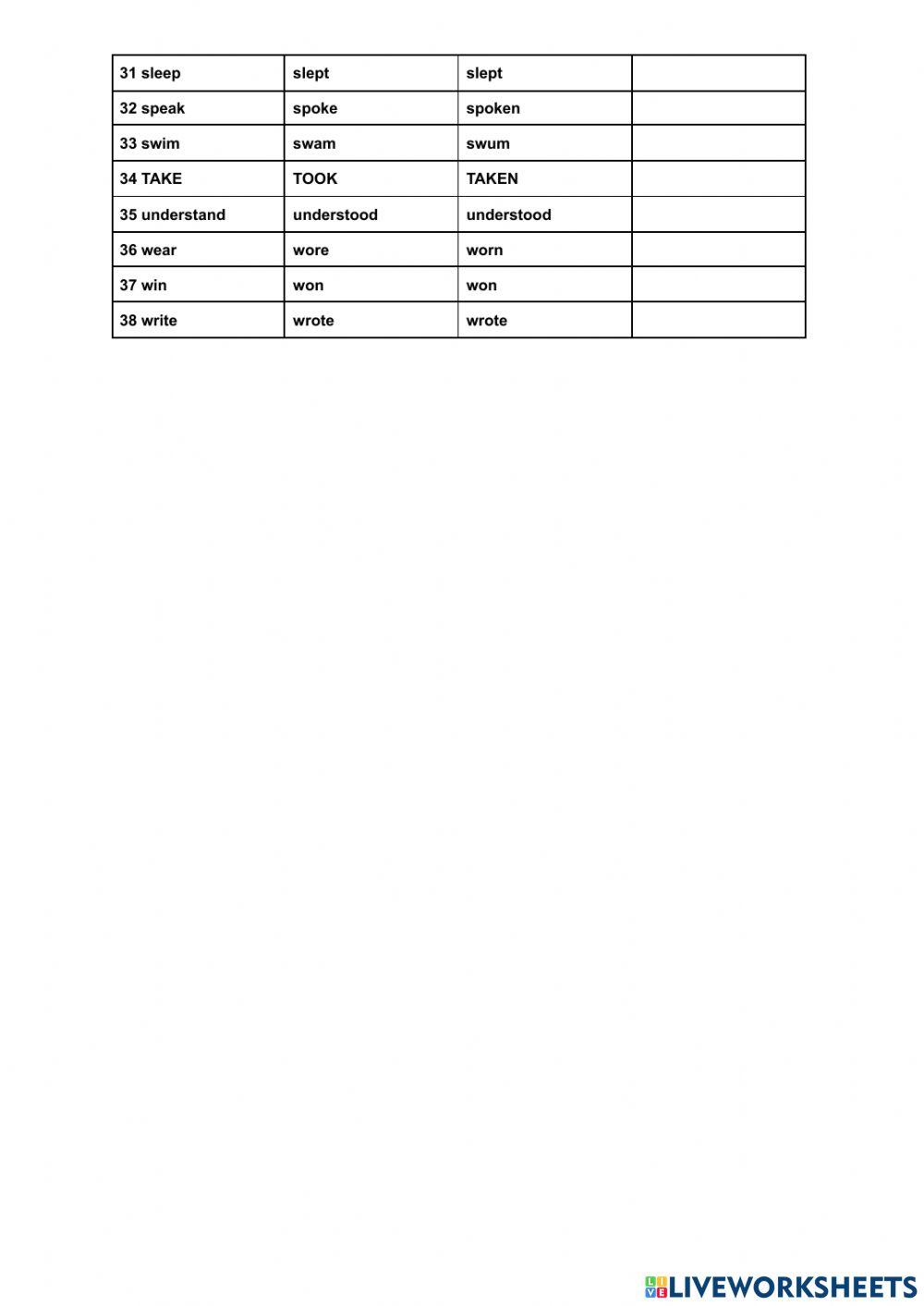 Irregular Verbs
