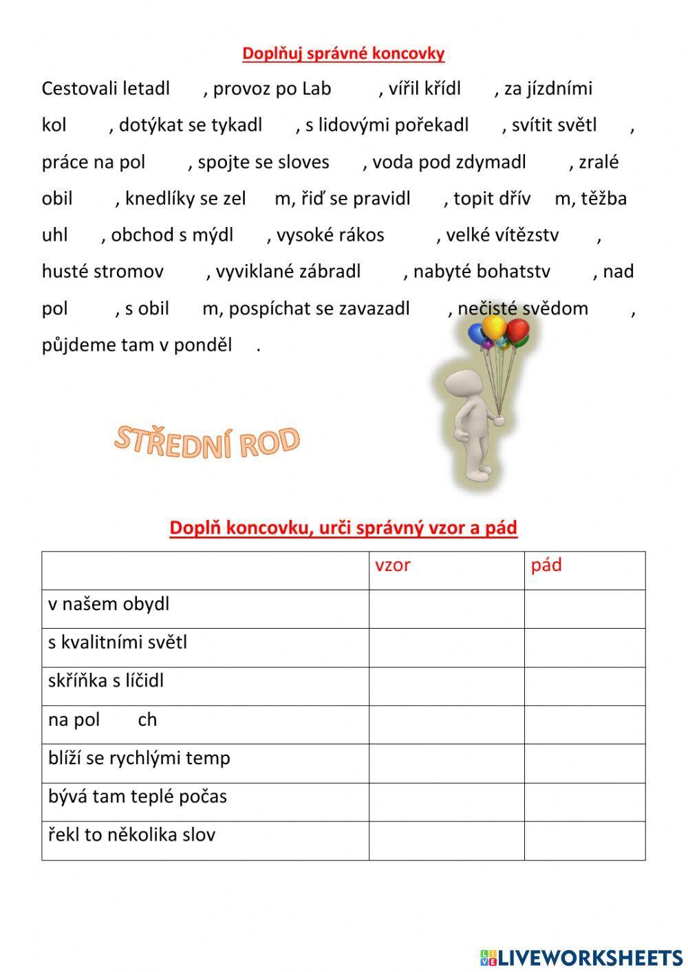 Vzory podstatných jmen