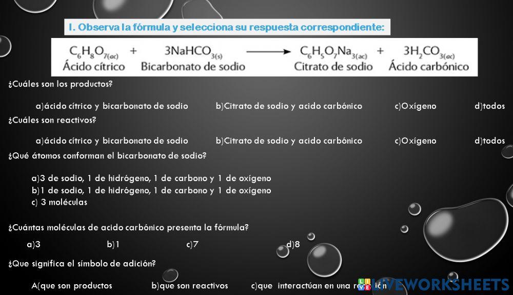 Componentes de una fórmula química