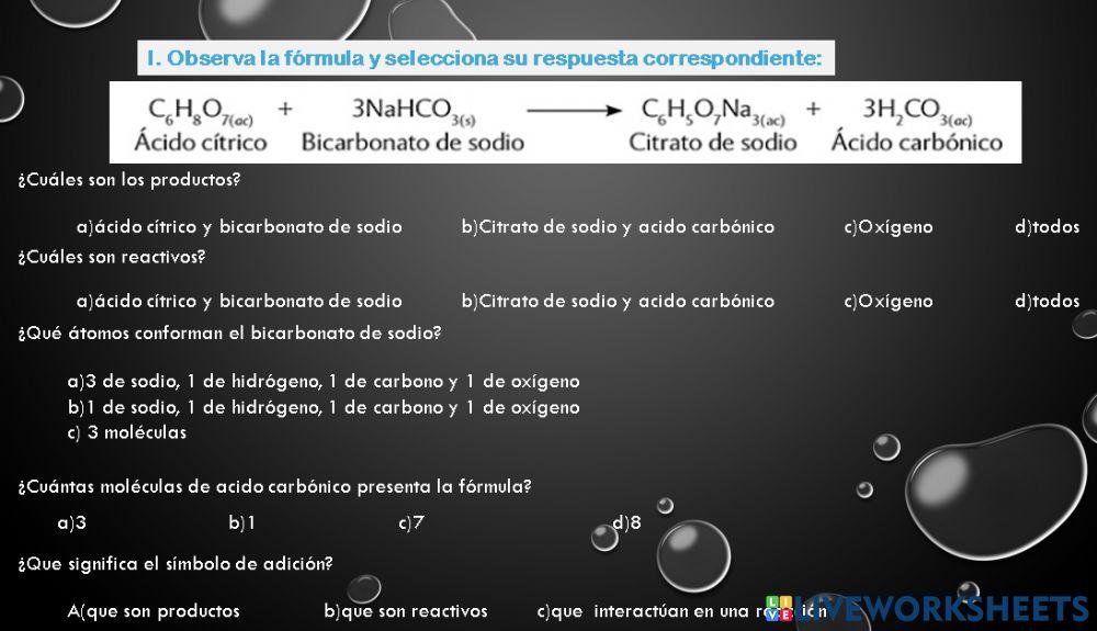 Componentes de una fórmula química