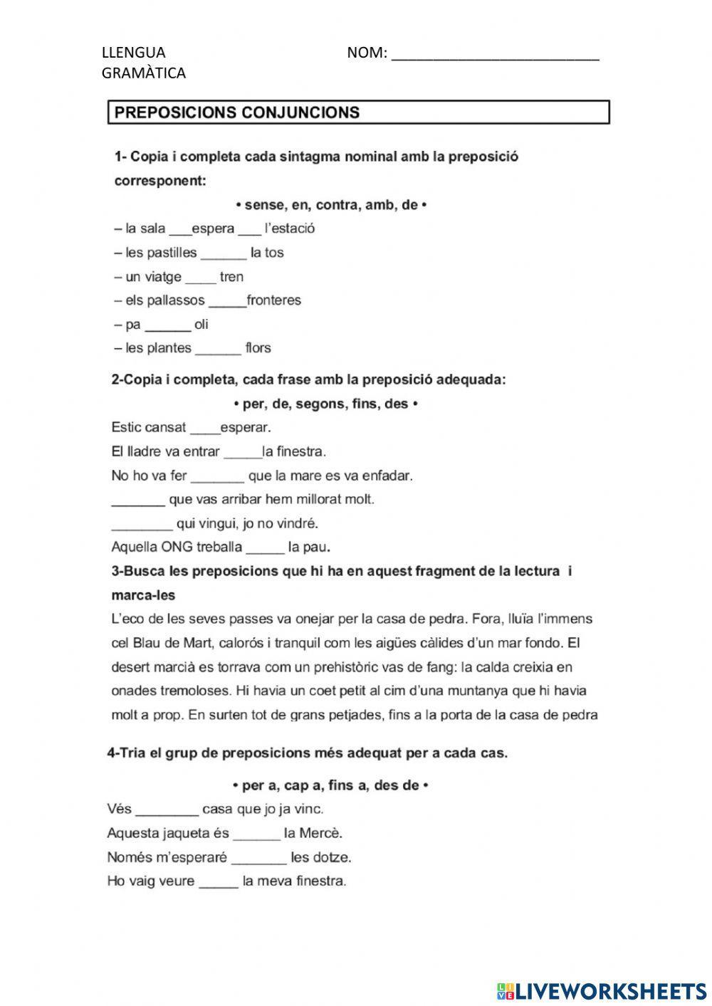 ENLLAÇOS (preposicions i conjuncions)