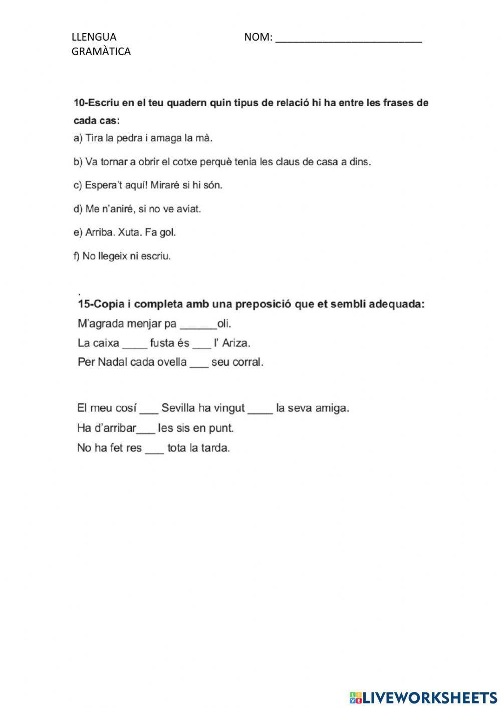 ENLLAÇOS (preposicions i conjuncions)