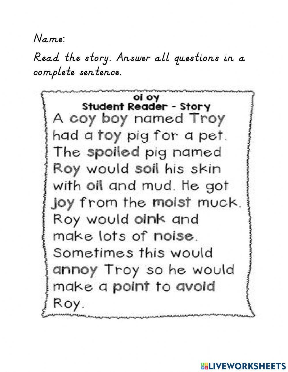 OI-OY Reading Comprehension