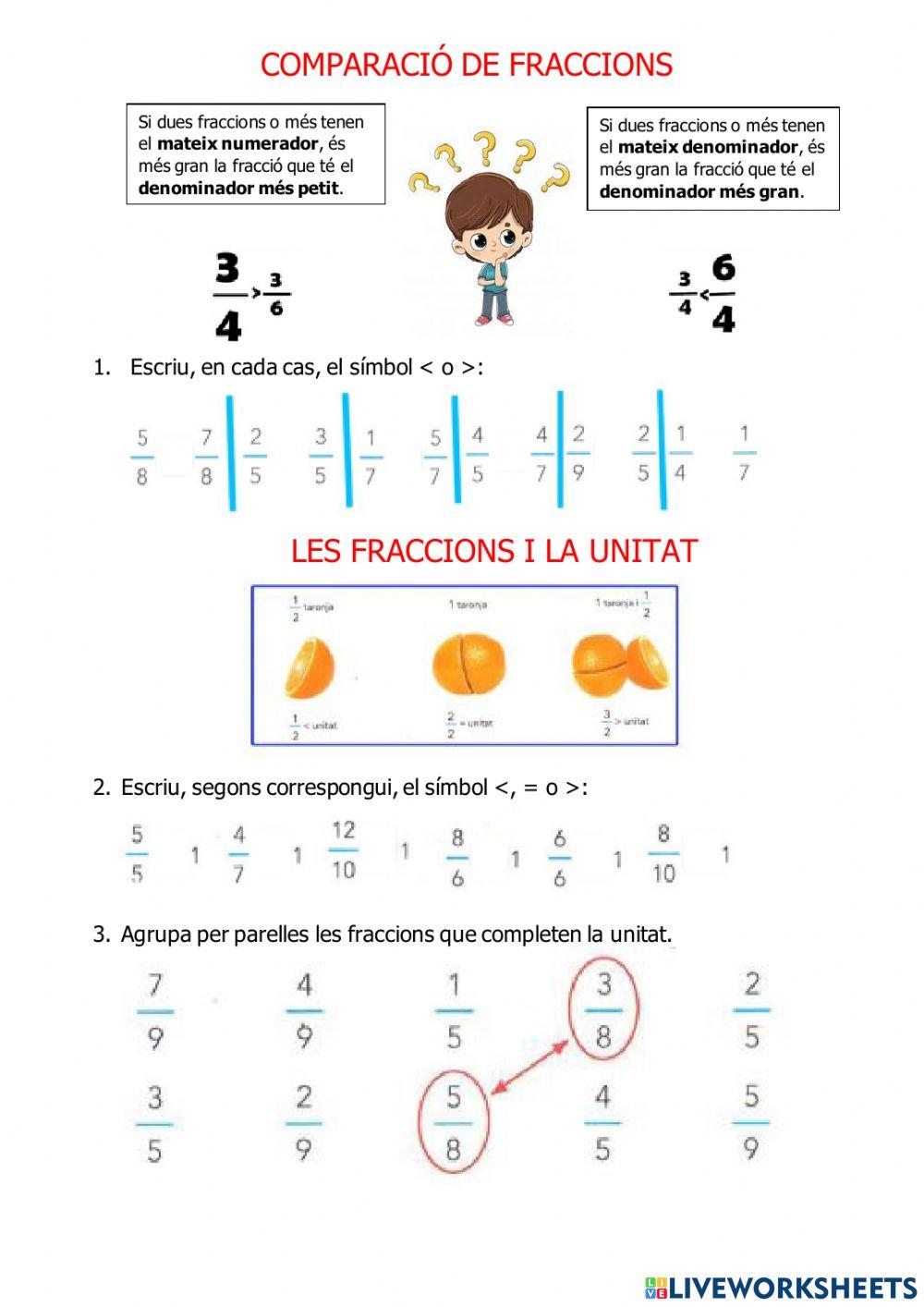 Comparació de fraccions