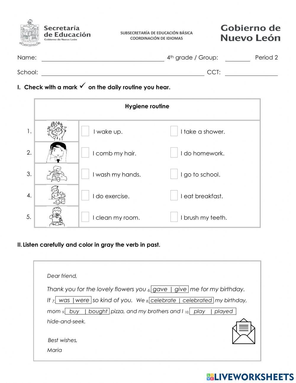 Trimester exam 4th grade 2