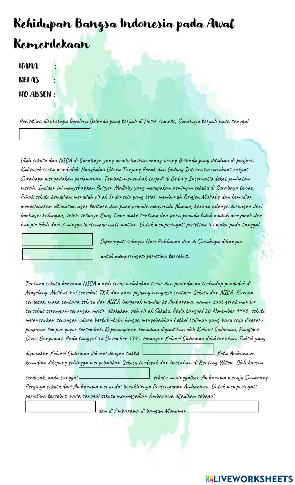 LKPD Kehidupan Setelah Merdeka