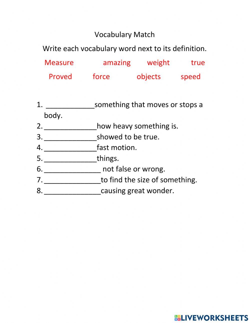 Unit 3 week 1 Vocabulary Test