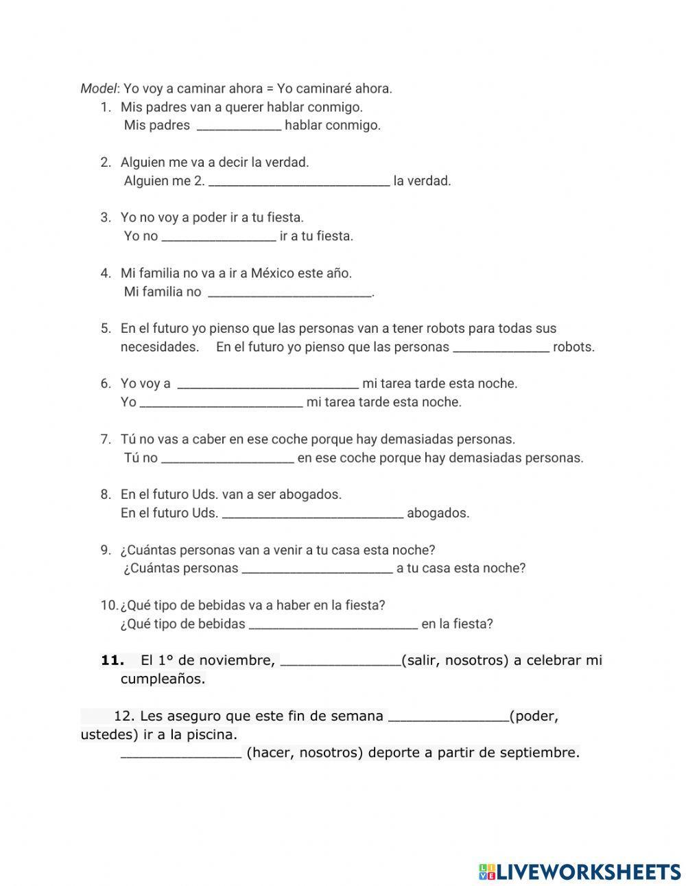 El futuro, verbos irregulares