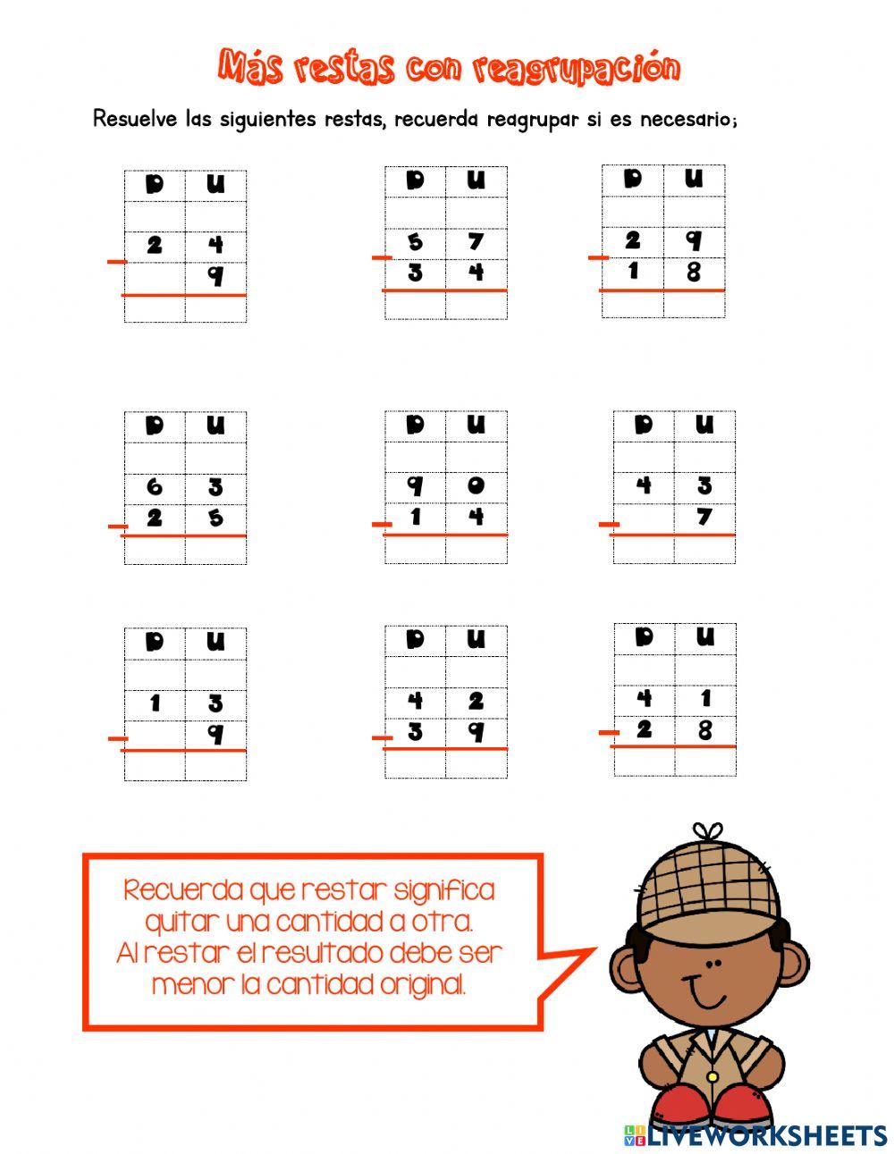 Repaso restas con reagrupación