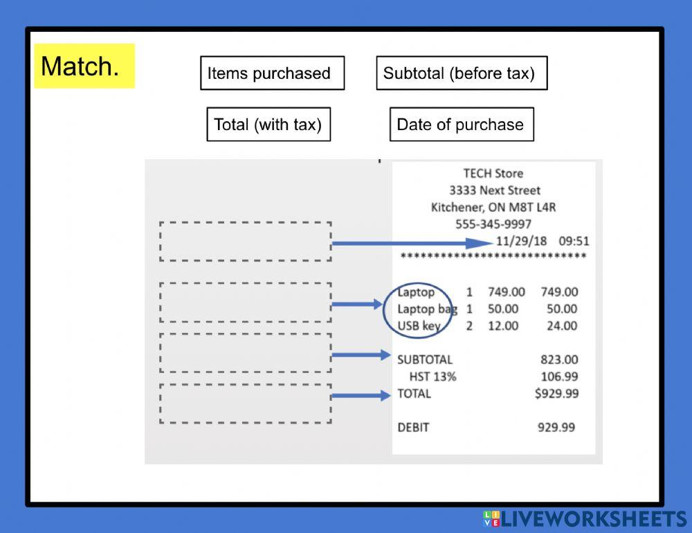 Shopping receipt - part 1