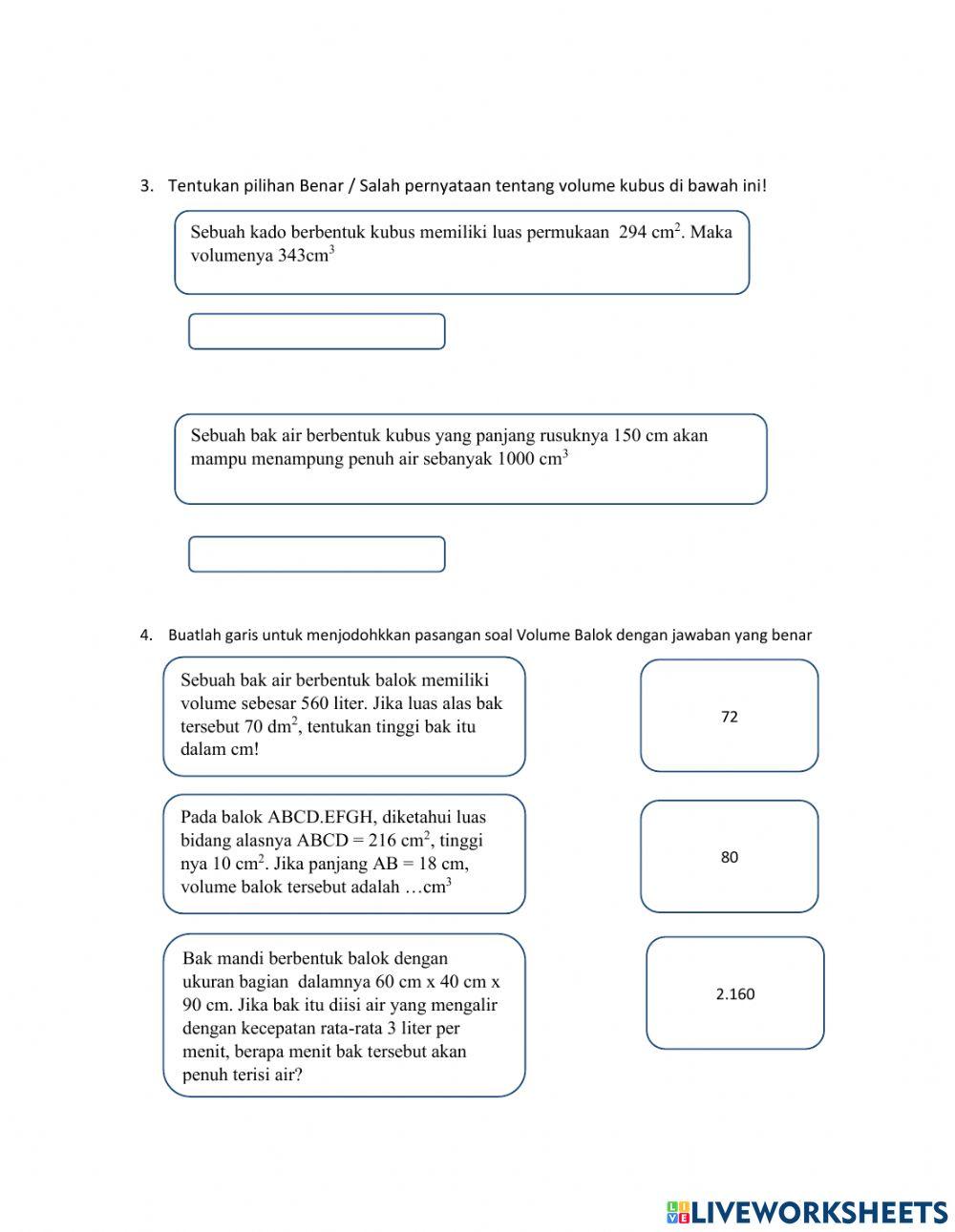 Volume kubus dan balok