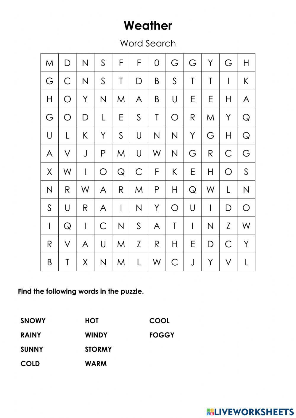 Weather Wordsearch