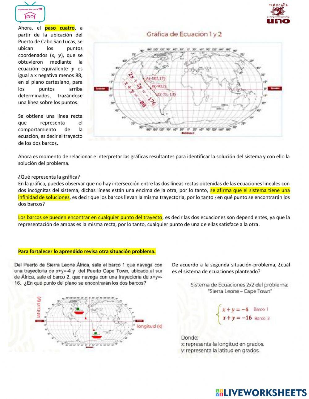 Sistemas de dos ecuaciones lineales con dos incógnitas