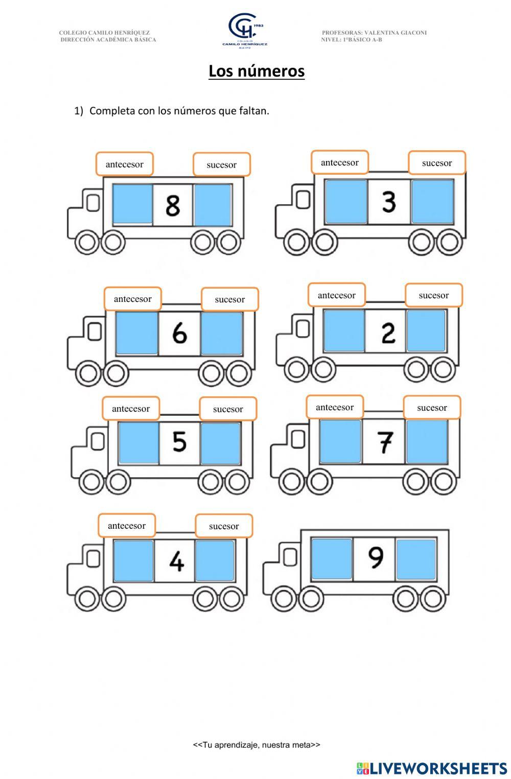Números hasta 10. Orden