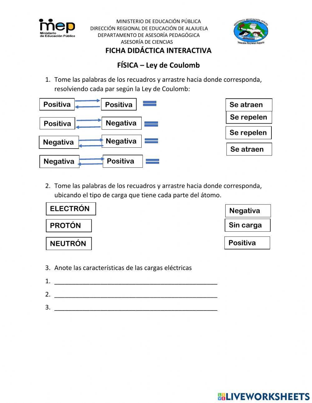 Física, Ley de Coulomb