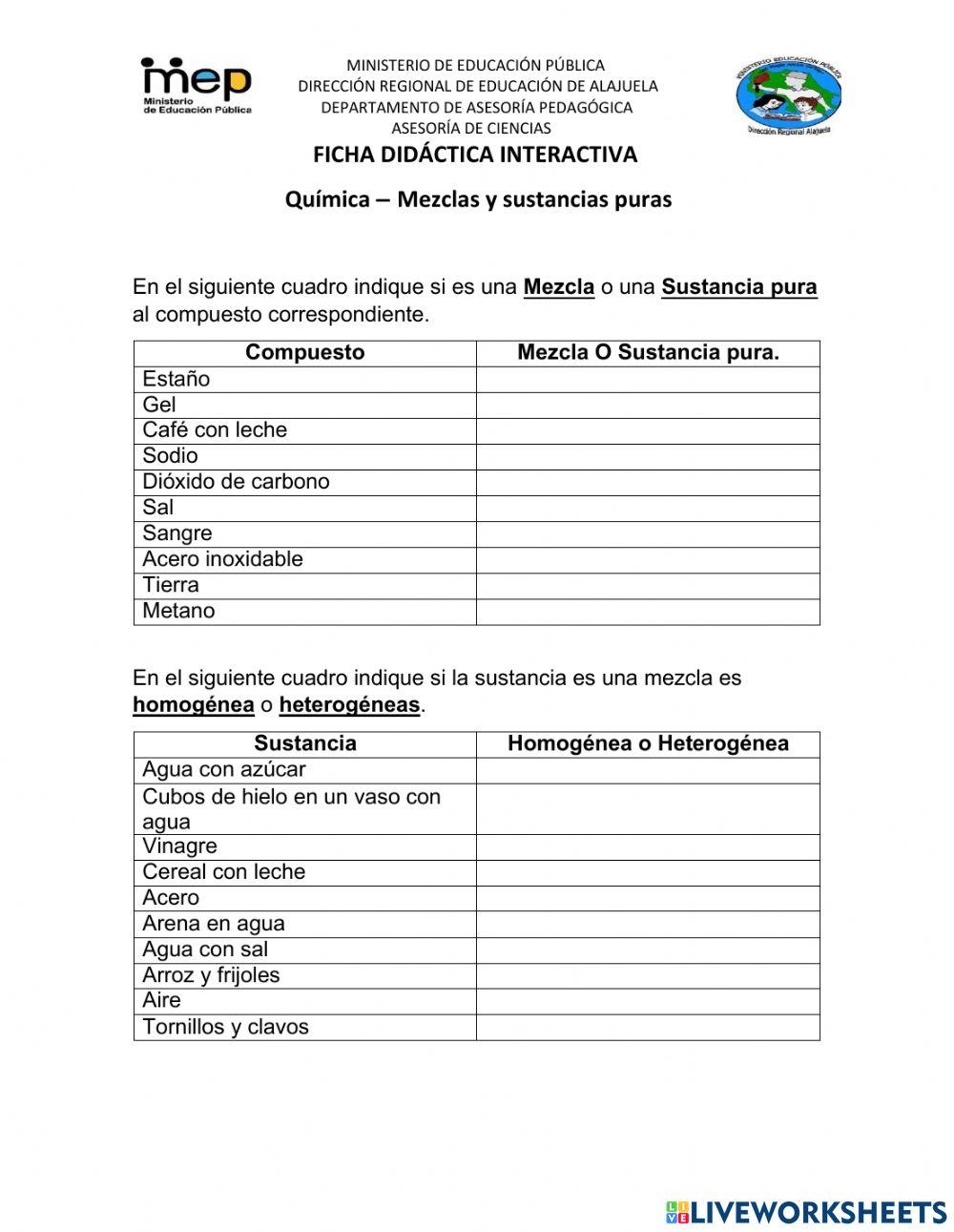 Química Mezclas y sustancias puras