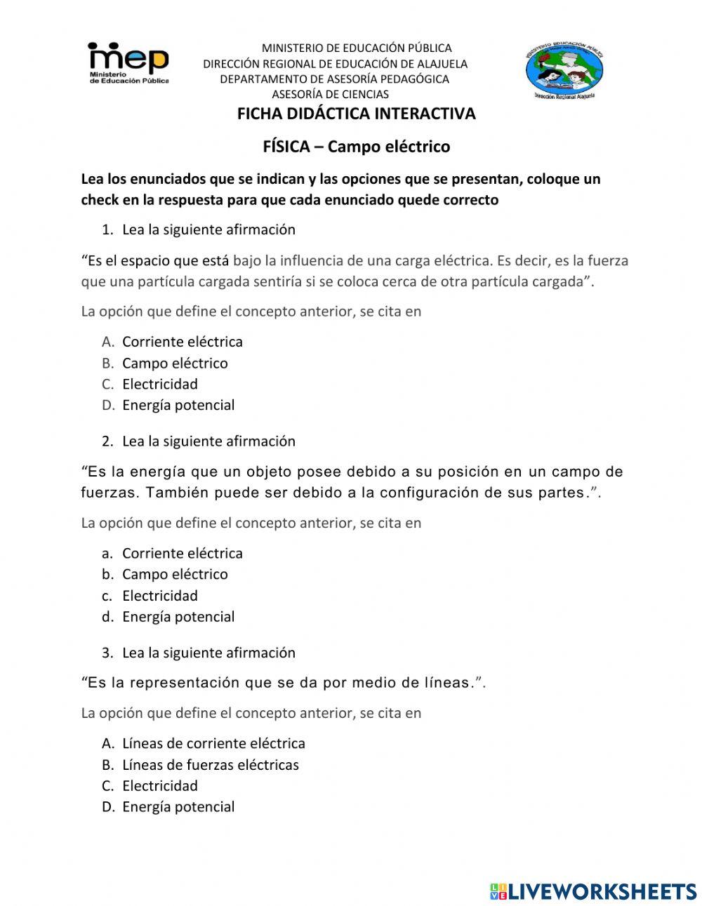 Física, Campo eléctrico