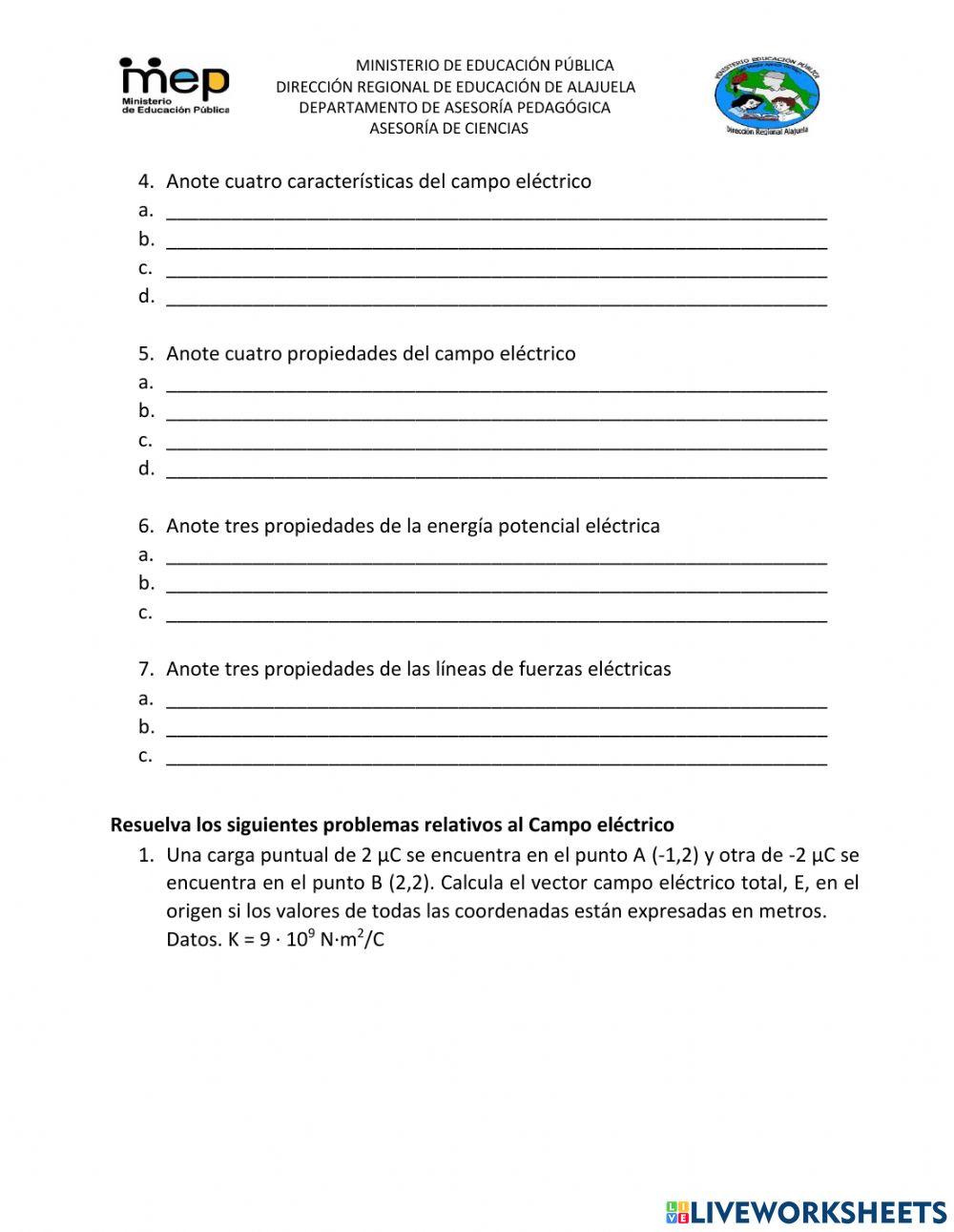 Física, Campo eléctrico