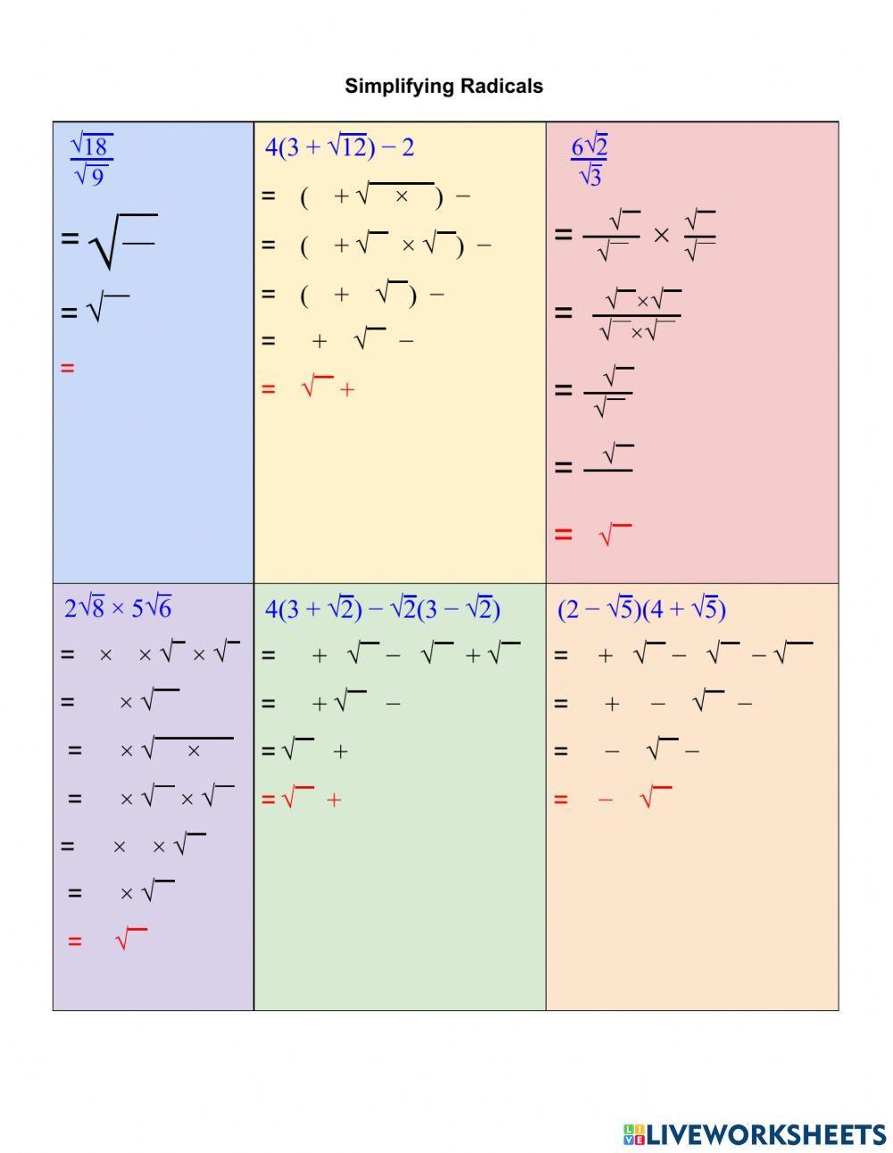 Simplify Radicals