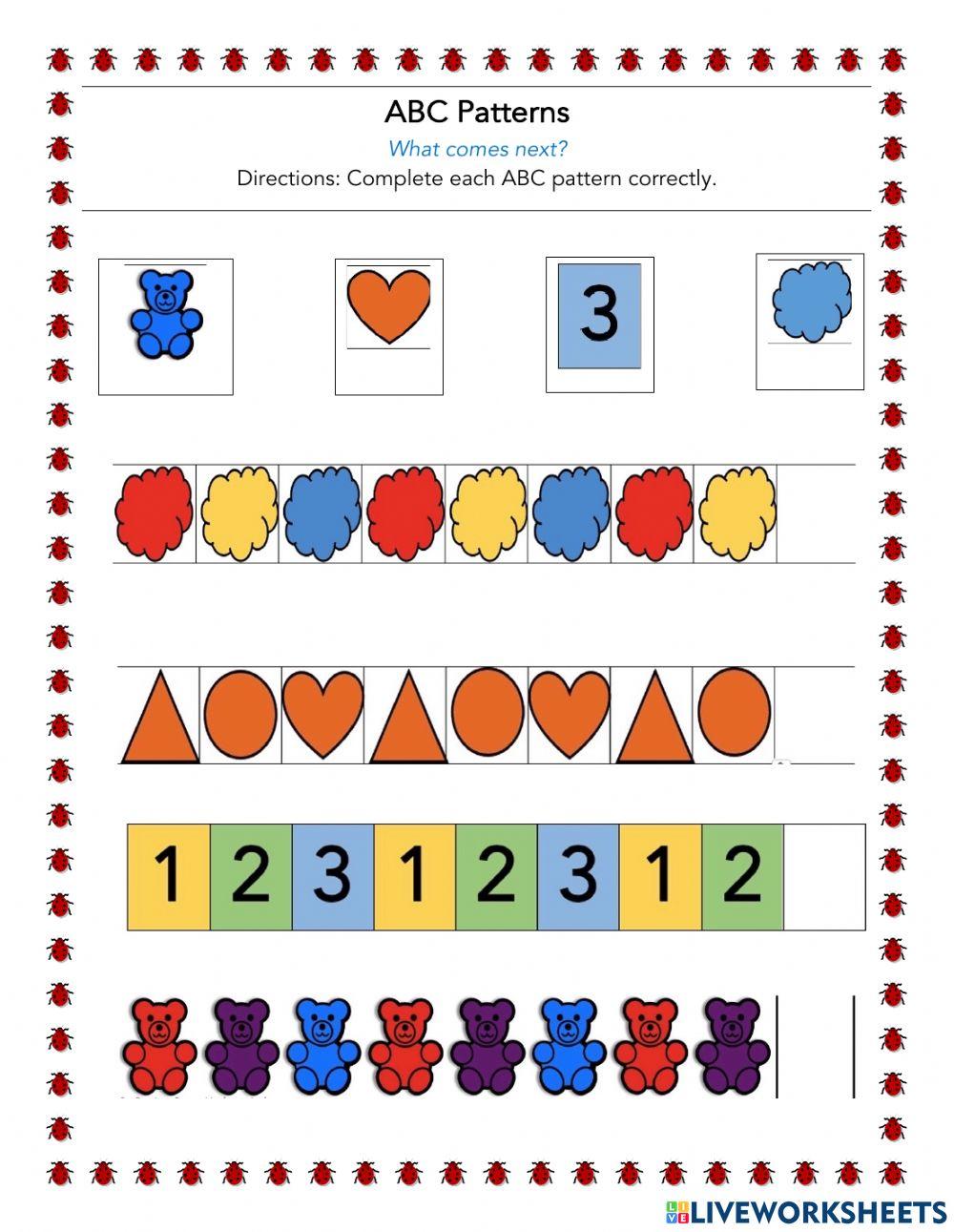 ABC Patterns worksheet Live Worksheets