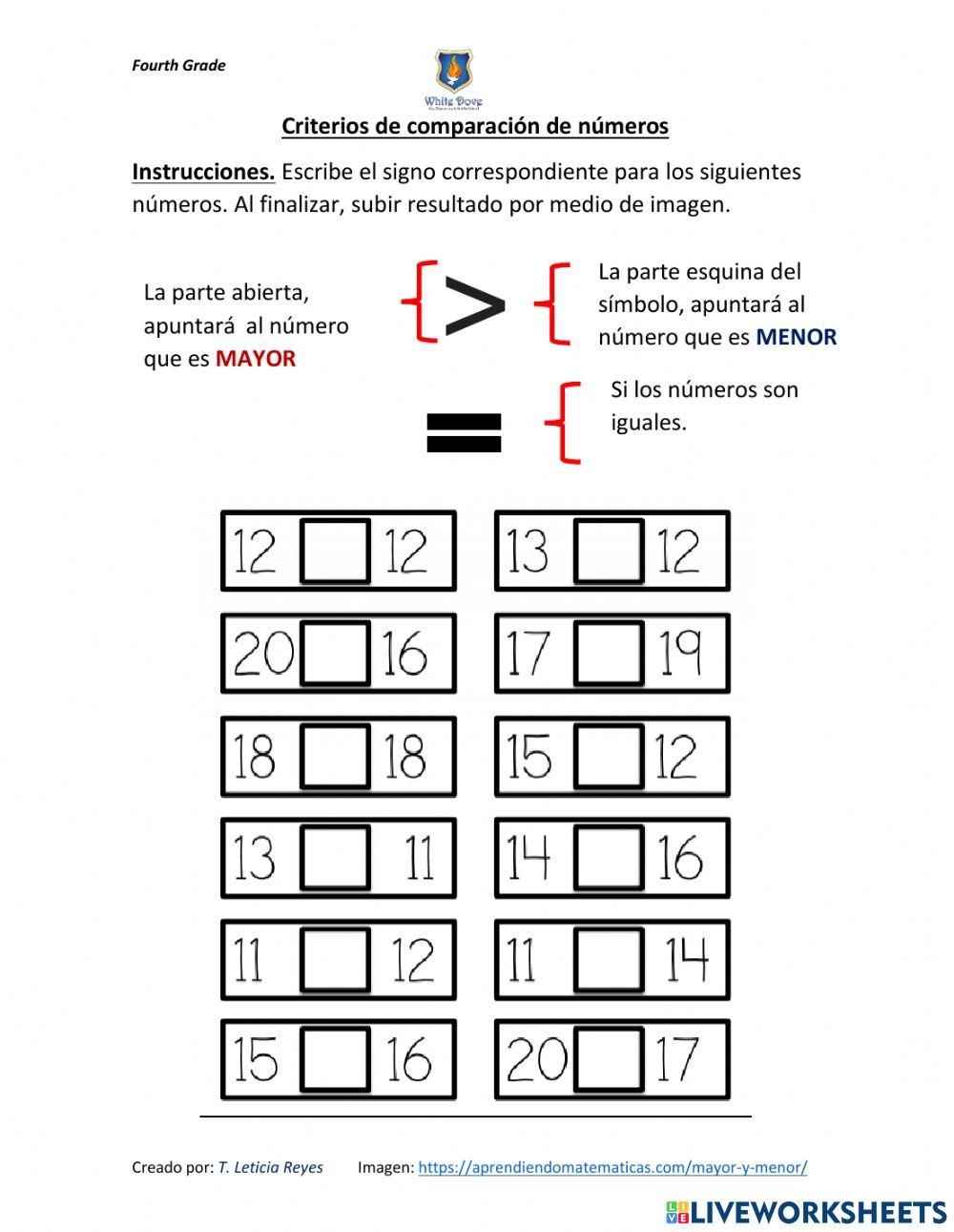 Ejercicios (Mayor, menor e igual)