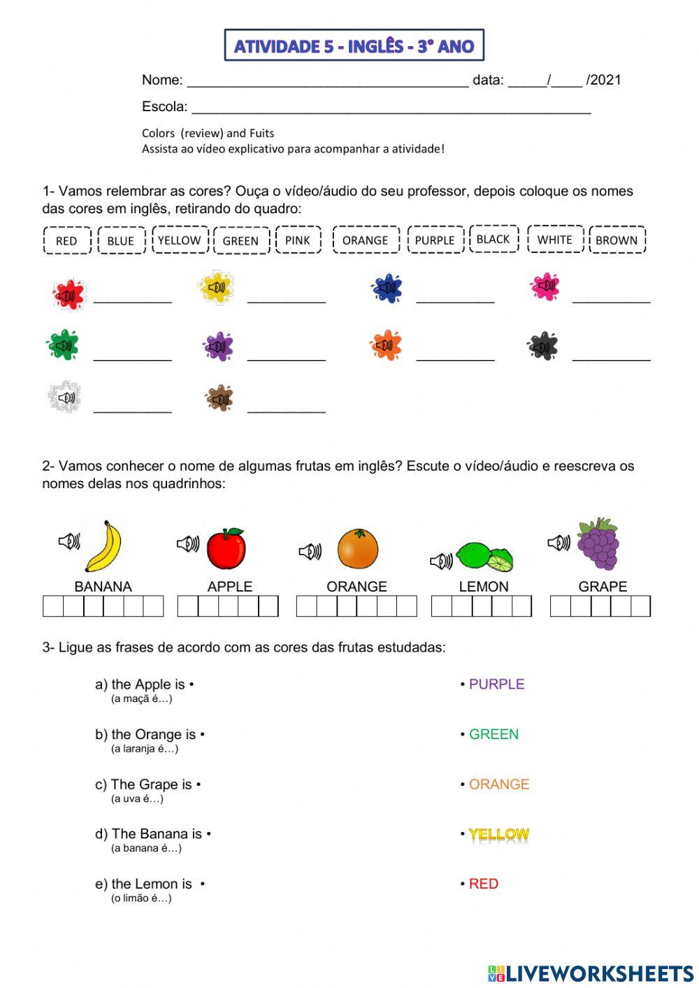 3° ano - INGLÊS - SEMANA 5