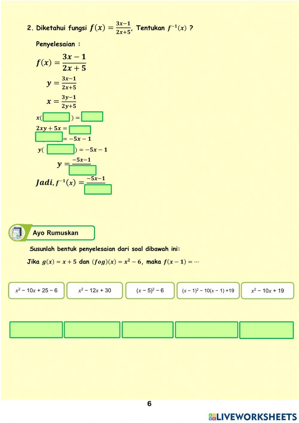 Fungsi Komposisi dan Fungsi Invers