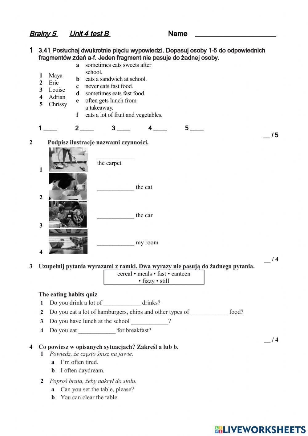 Brainy 5       Unit 4 test B