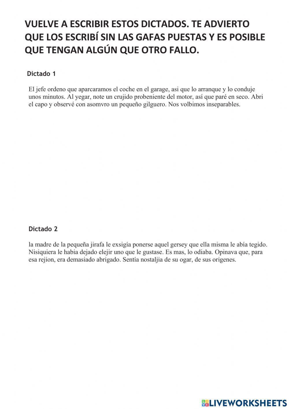 Dictados de g y j Dictados de g y j