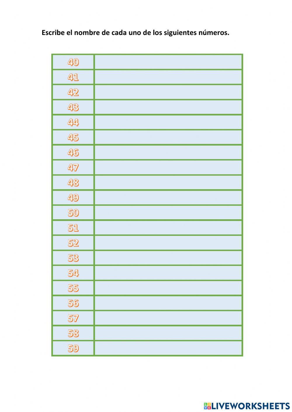 Escritura del 40 al 59