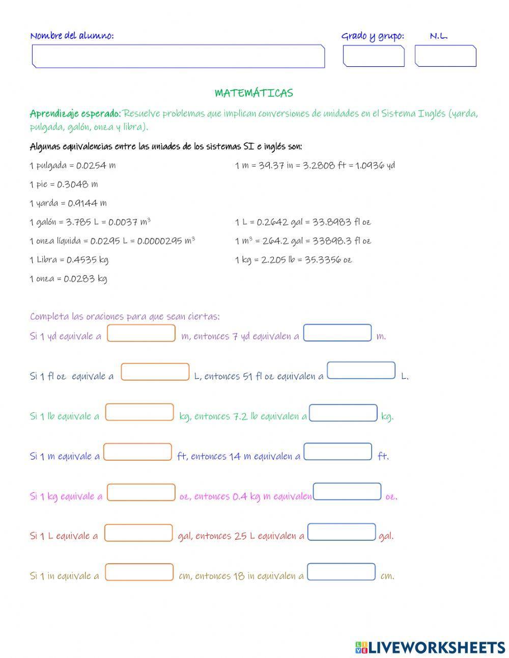 Conversión de unidades