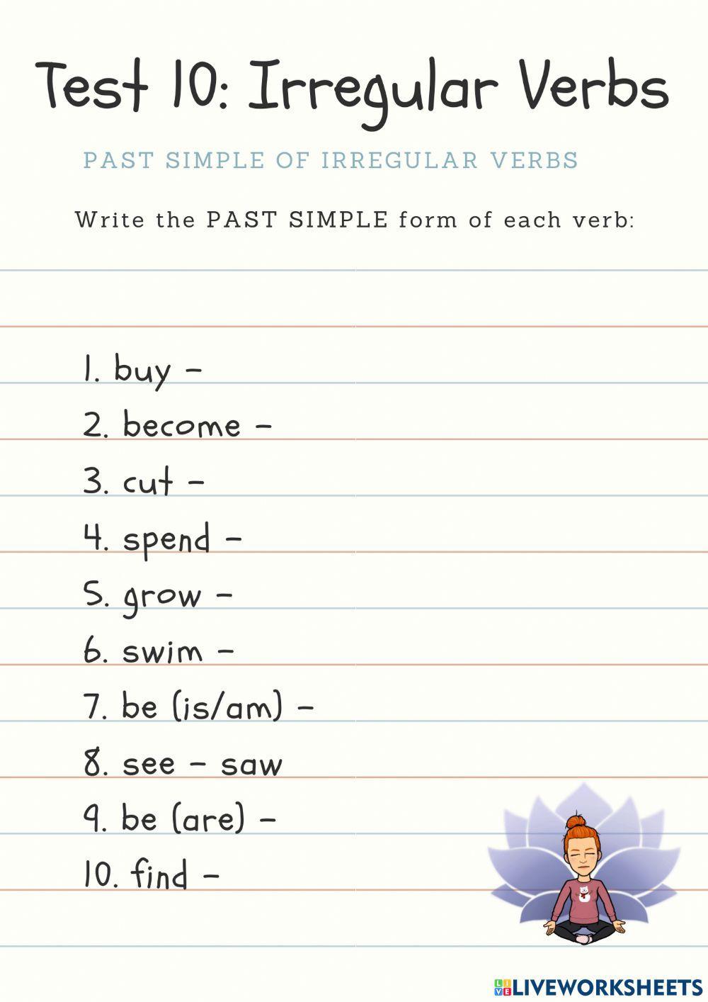 Irregular Verb Past Simple Test (10)