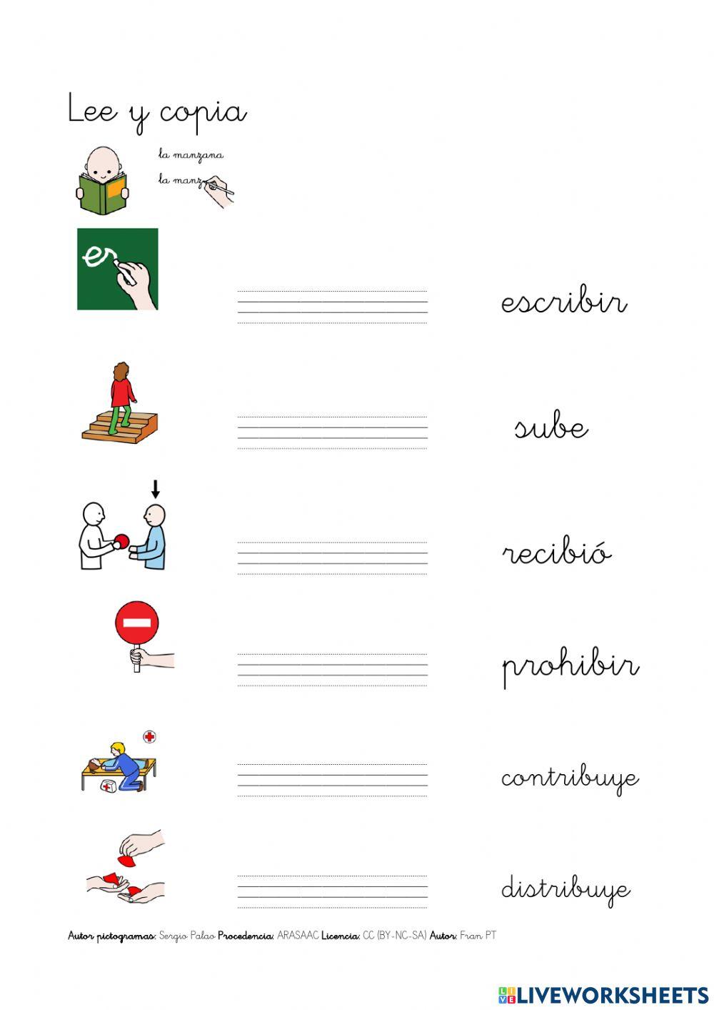 Copiar palabras con -bir, -buir, -ber, -bilidad, -ber.