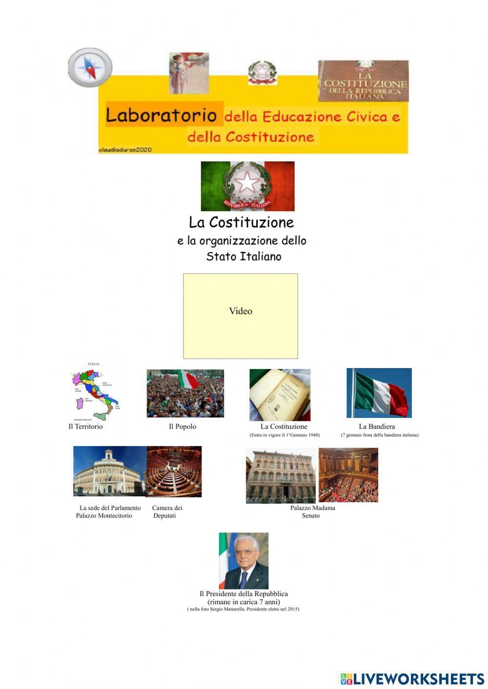 La Costituzione e la organizzazione dello Stato  della Repubblica Italiana