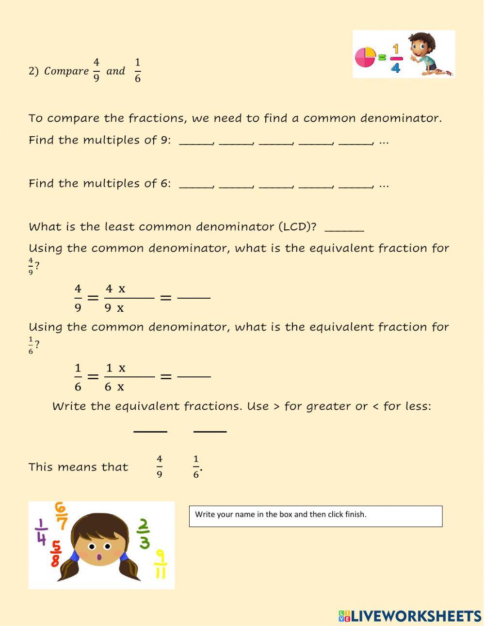 Comparing Fractions Retake Quiz