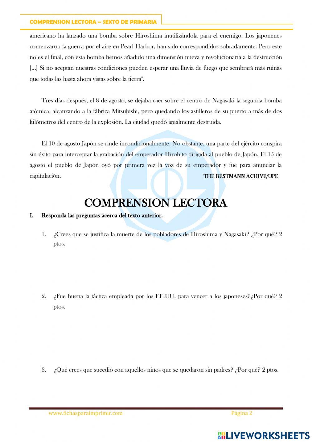 Comprensión de lectura