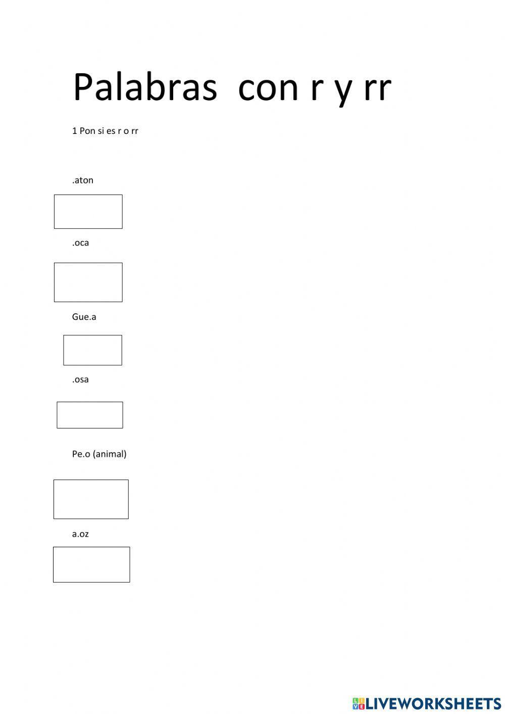 Palabras con r y rr