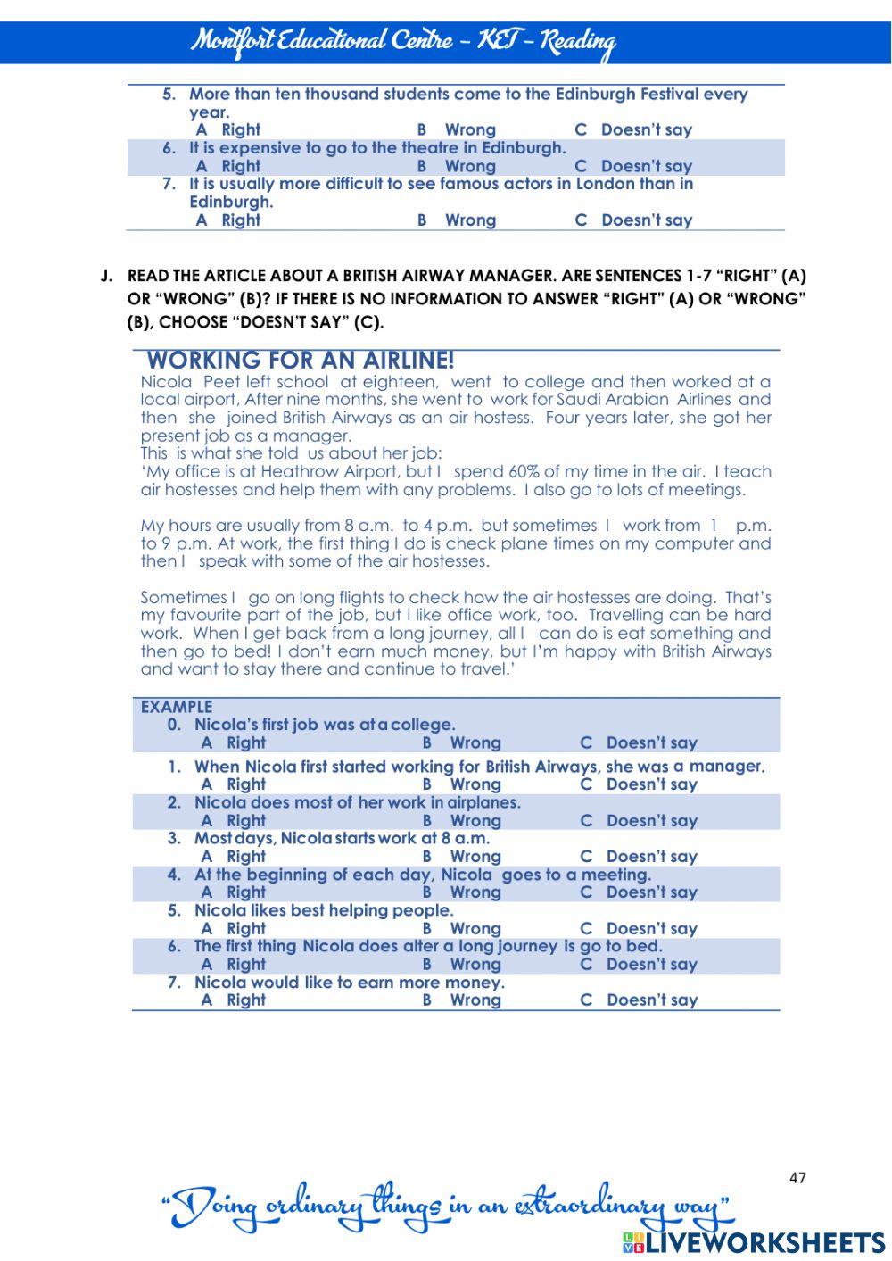 Ket Reading unit 8 part 4 (PG 40 to 48 ) 